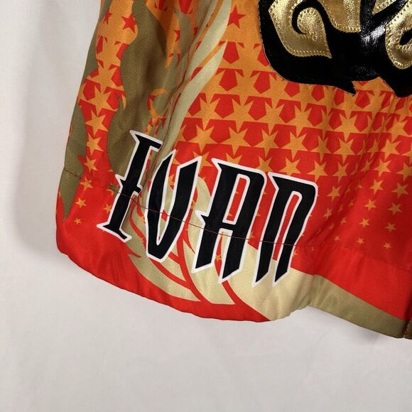 TUFF Muay Thai Shorts Men's XL Red Gold Pull On Drawstring 4" Inseam - Picture 4 of 10